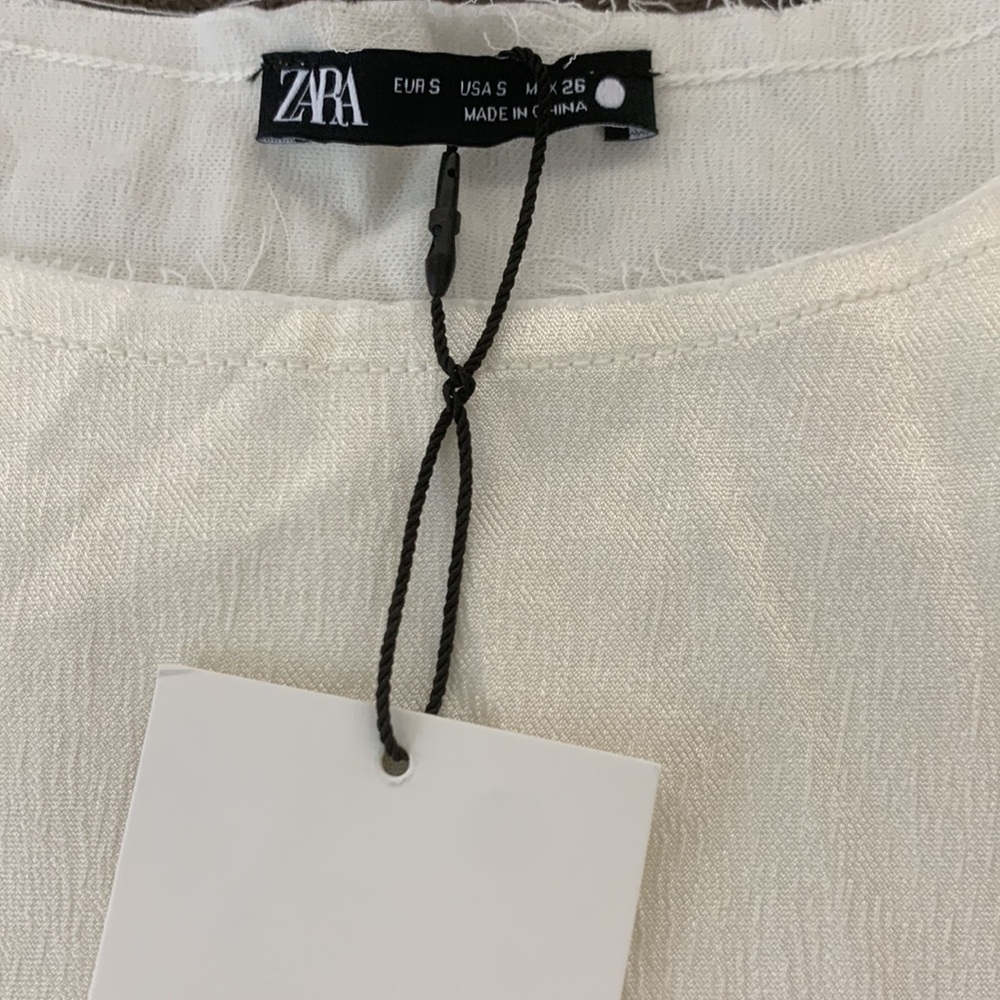 Zara NWT Satin Effect Topstitched Top - Picture 8 of 17